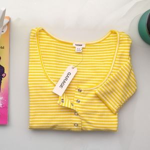 Garage Long Sleeve Snap Front Crop Top